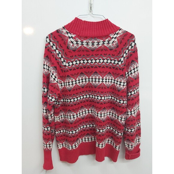 Chaps Womens Red White and Black Turtle Neck Sweater size Medium - Picture 4 of 12